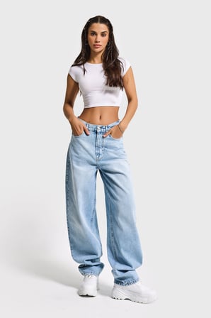 Kadın Ice Kot Rengi Cindy 4s6-3 Skater Fit Bol Kesim %100 Koton Denim Jean