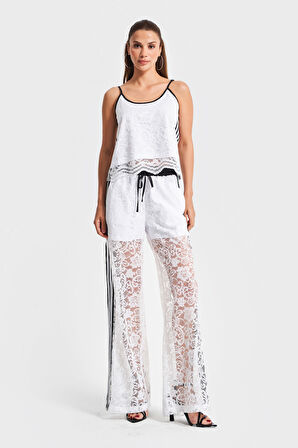 Kadın Ekru Renk Dantel Detaylı Askılı Tasarım Büstiyer