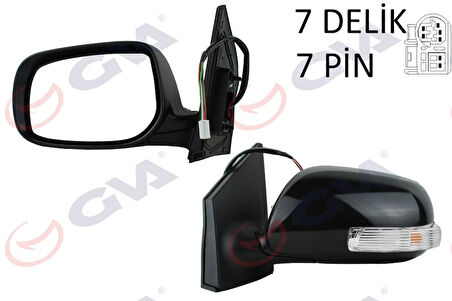 DIŞ DİKİZ AYNASI SOL COROLLA 2008 ELEKTRİKLİ ISITMALI KATLANIR SİNYALLİ ASTARLI KONVEKS 7 FİŞ VM-6263EBL 8794002780