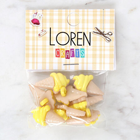 Loren Crafts Sarı 8'li Düğme - 3072