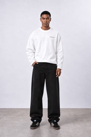 Erkek notbasicproject Oversize Long Sleeve Ekru