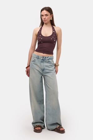 Kadın Kot Renk 4s6-32 Süper Baggy Fit %100 Koton Denim Jean