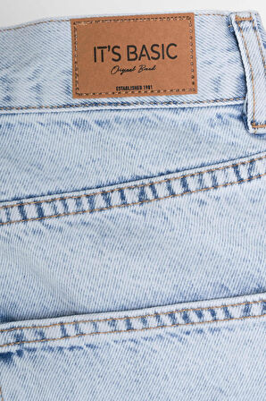 Kadın Ice Kot Rengi D-11s5-100 Skater Fit Dantel Yırtık Detaylı Tasarım Denim Jean