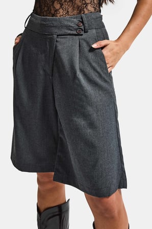 Kadın Antrasit s6 Baggy Fit Maxi Boy Bermuda Şort
