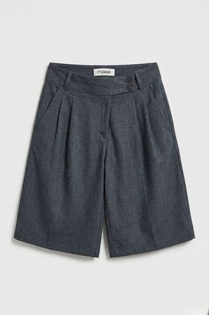Kadın Antrasit s6 Baggy Fit Maxi Boy Bermuda Şort