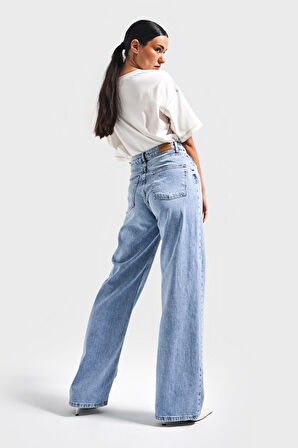 Kadın Ice Renk V-4S5-27 Viskon Esnek Kumaş Yüksek Bel İç Boy 80cm Denim Jean