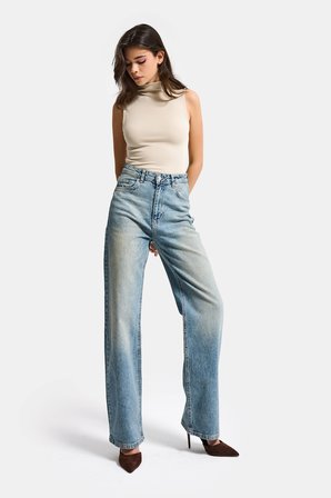 Kadın T.Kot Rengi 4s6-32 Straight Fit Yüksek Bel Komfort Kumaş Denim Jean