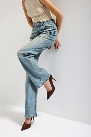 Kadın T.Kot Rengi 4s6-32 Straight Fit Yüksek Bel Komfort Kumaş Denim Jean