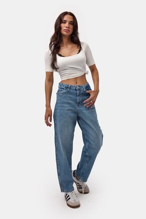 Kadın Mavi 4s6-4 Relax Fit Esnek Kumaş Denim Jean