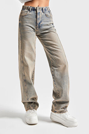 Kadın T.Kot Rengi 4w465 Highrise Straight Fit %100 Koton Denim