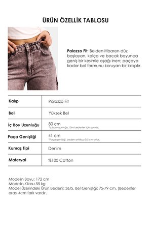 Kadın Koyu Kot Rengi 4s6-157 Süper Palazzo %100 Koton Denim Jean