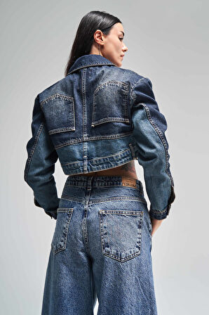 Kadın T.Kot Rengi 2w48 Crop Denim Ceket