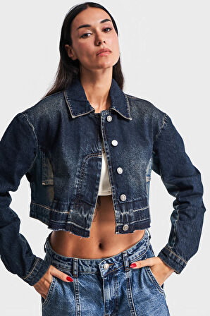 Kadın T.Kot Rengi 2w48 Crop Denim Ceket