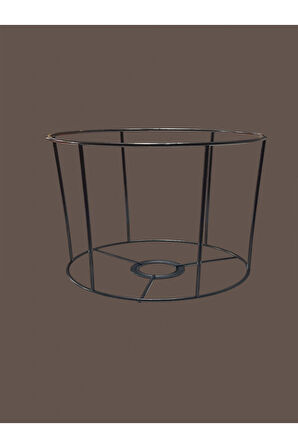 Silindir Abajur, Aplik Teli , İskeleti (Kısa Boy) Siyah Statik Boyalı E27 (20x15 Cm)