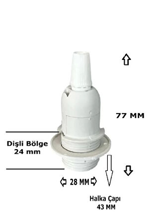 Italyan E14 Duy (MİNİ DUY) Bakalit Geçmeli Yarım Diş Beyaz (250V-2A) 5 Adet