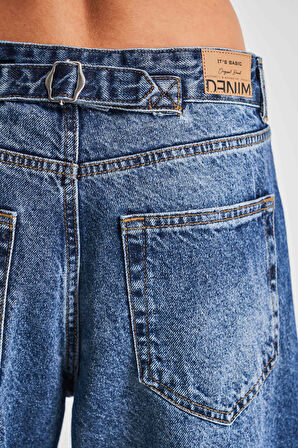 Kadın Mavi Renk 10w46 Barrel Fit %100 Koton Denim
