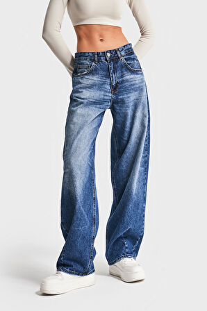 Kadın Mavi Renk 10w46 Barrel Fit %100 Koton Denim