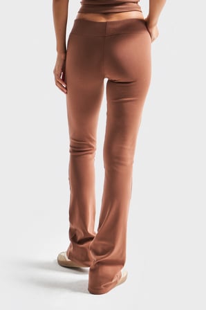Kadın Kahverengi s5-81 Slim Fit Süper Esnek Kumaş Flare Fit Pantolon