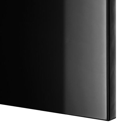 Tv sehpası, venge-siyah-şeffaf cam, 180x42x39 cm, SELSVIKEN/GLASSVIK, çıt çıt raylı