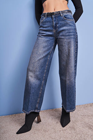 Kadın T.Kot Rengi 2s532 High Rise Straight Fit Kemerli Denim