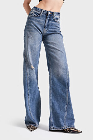 Kadın T.Kot Rengi 10S5-32 Straight Fit Yüksek Bel %100 Koton Denim Jean