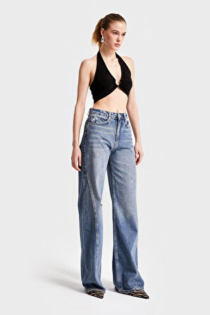 Kadın T.Kot Rengi 10S5-32 Straight Fit Yüksek Bel %100 Koton Denim Jean