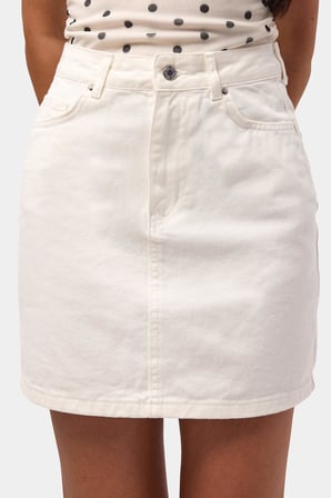 Kadın Kırık Beyaz 7s6-101 Straight Mini Denim Etek