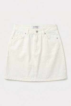 Kadın Kırık Beyaz 7s6-101 Straight Mini Denim Etek