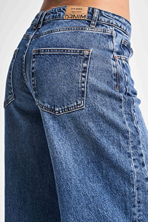 Kadın Kot Rengi 2S54 Yandan Detaylı Straight Fit %100 Koton Denim