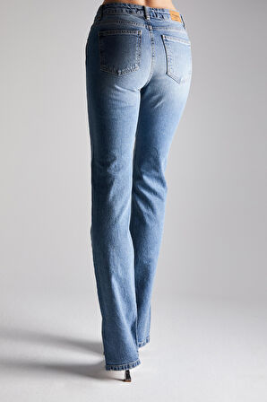 Kadın T.Kot Rengi 2S5-3 Slim Flare Fit Likralı PaçaYırtmaçlı Denim