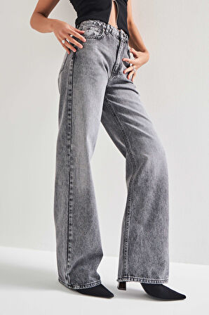Kadın Füme Renk 4S513 Straight Fit %100 Koton Denim