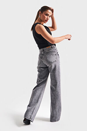 Kadın Füme Renk 4S513 Straight Fit %100 Koton Denim