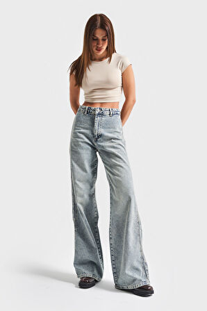 Kadın T.Kot Rengi 4S5-32 Loose Fit %100 Koton Yandan Detaylı Denim Jean