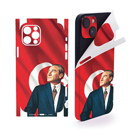 İphone 16 için full kaplama sticker çizilme önleme kılıfsız kullanım için ATATÜRK 1