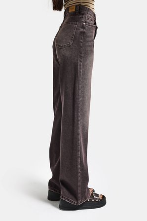 Kadın Koyu Kahve 2s6-16 Straight Fit Kemer Detaylı Özel Tasarım Denim Jean
