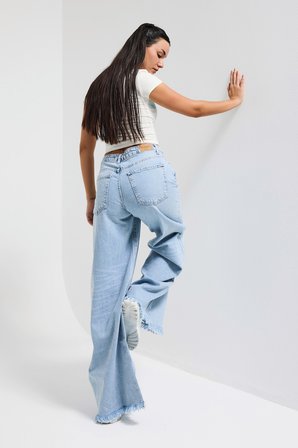 Kadın Ice 12s6-27 Palazzo Fit Bol Kesim %100 Koton Denim Jean