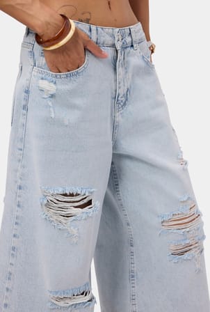 Kadın Ice 12s6-3 Süper Baggy Fit Bermuda Denim Jort