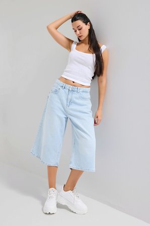 Kadın Ice 4s6-3 Süper Baggy Fit Maxi Boy Bermuda Denim Şort