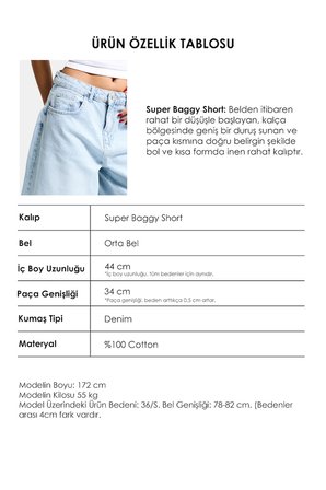 Kadın Ice 4s6-3 Süper Baggy Fit Maxi Boy Bermuda Denim Şort