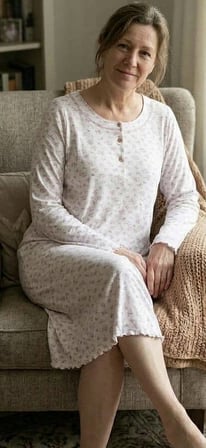 Uzun Kol Çiçekli Anne Gecelik EKRU