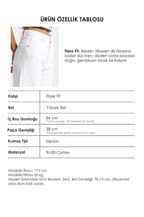 Kadın Kırık Beyaz 7s6-101 MRY Flare Fit Komfort Kumaş Denim Jean