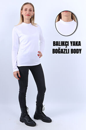 KADIN BALIKÇI YAKA UZUN KOLLU BODY