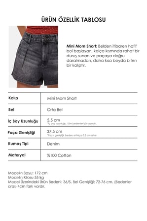 Kadın Koyu Füme 2s6-1 Mini Pileli Denim Şort