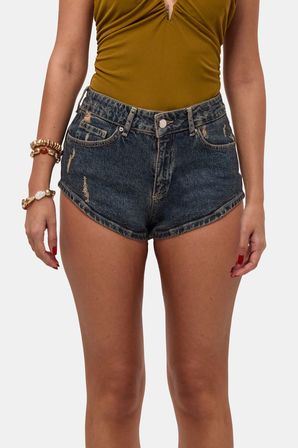 Kadın Koyu Kot 11s6 Süper Mini %100 Koton Denim Şort
