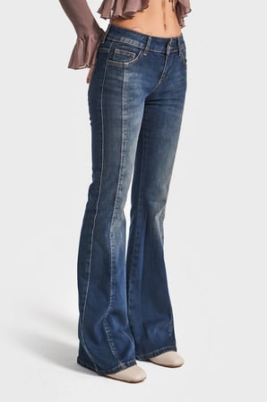 Kadın T.Kot Rengi 2w5-8 SWL Mid Rise Flare Fit Süper Esnek Kumaş İspanyol Paça Denim Jean