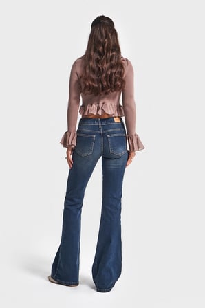 Kadın T.Kot Rengi 2w5-8 SWL Mid Rise Flare Fit Süper Esnek Kumaş İspanyol Paça Denim Jean