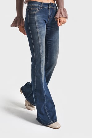 Kadın T.Kot Rengi 2w5-8 SWL Mid Rise Flare Fit Süper Esnek Kumaş İspanyol Paça Denim Jean