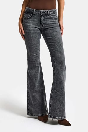 Kadın Kot Füme 4s6-14 Mide Rise Flare Fit Süper Esnek Kumaş İç Boy 83cm Denim Jean