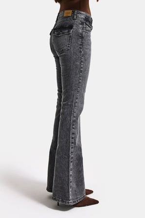Kadın Kot Füme 4s6-14 Mide Rise Flare Fit Süper Esnek Kumaş İç Boy 83cm Denim Jean