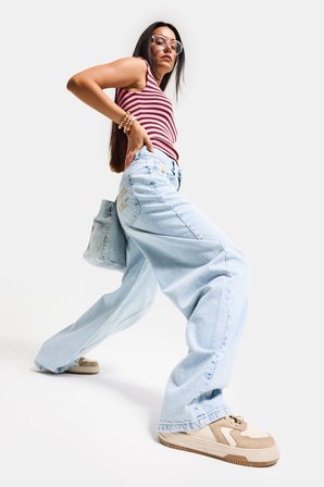 Kadın Ice 4s6-3 Balon Fit Cep Nakışlı Özel Tasarım Denim Jean
